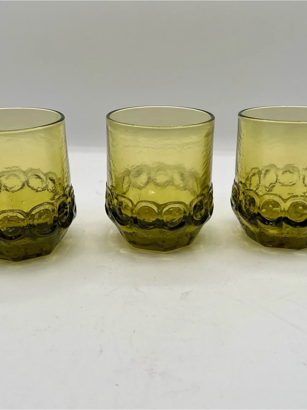 Vintage-Style Olive Green Texture Tiffin Franciscan Madeira tumblers set of 3